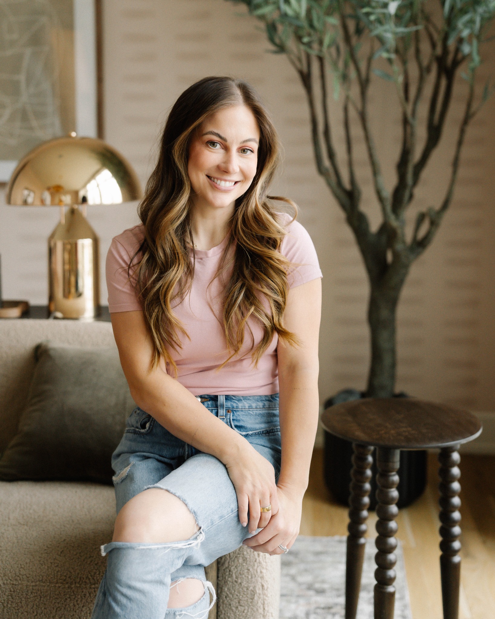 Shawn Johnson East seated at home